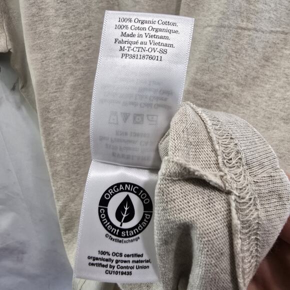 Everlane T Shirt Mens Medium Oatmeal Short Sleeve Crew Organic Cotton Premium - Picture 10 of 11